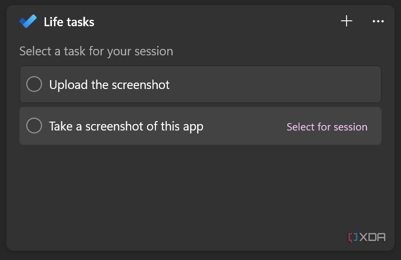 Screenshot of the Microsoft To Do panel in the Focus sessions page