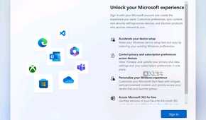 Screenshot of Windows 11 setup asking the user to sign in with a Microsoft account