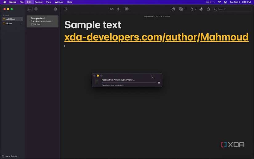Paste from iPhone on macOS