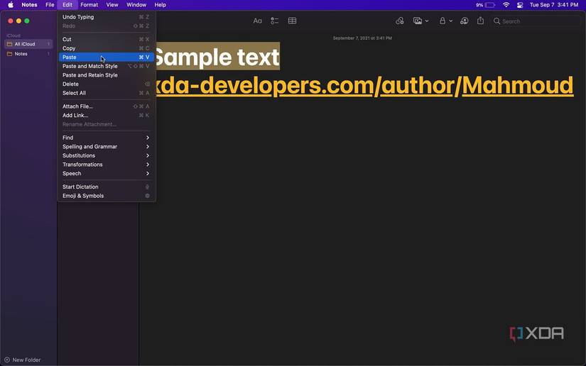 Paste from Menubar on macOS