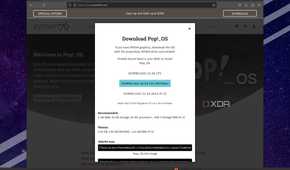 A screenshot showcasing the download page for Pop!_OS version 22.04 LTS with Nvidia drivers pre-installed