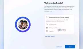 Screenshot of Windows 11 setup asking the user if they want to restore a backup from another device