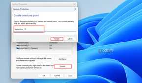 Click on the Create button and give a name to the restore point.