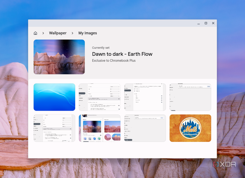 Choosing a custom image in the ChromeOS Wallpapers app for a wallpaper