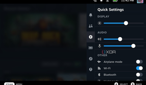 Steam Deck quick settings menu.
