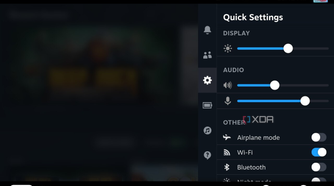 Steam Deck quick settings menu.