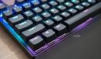 Close-up view of the SteelSeries Apex Pro TKL seen from the bottom left corner