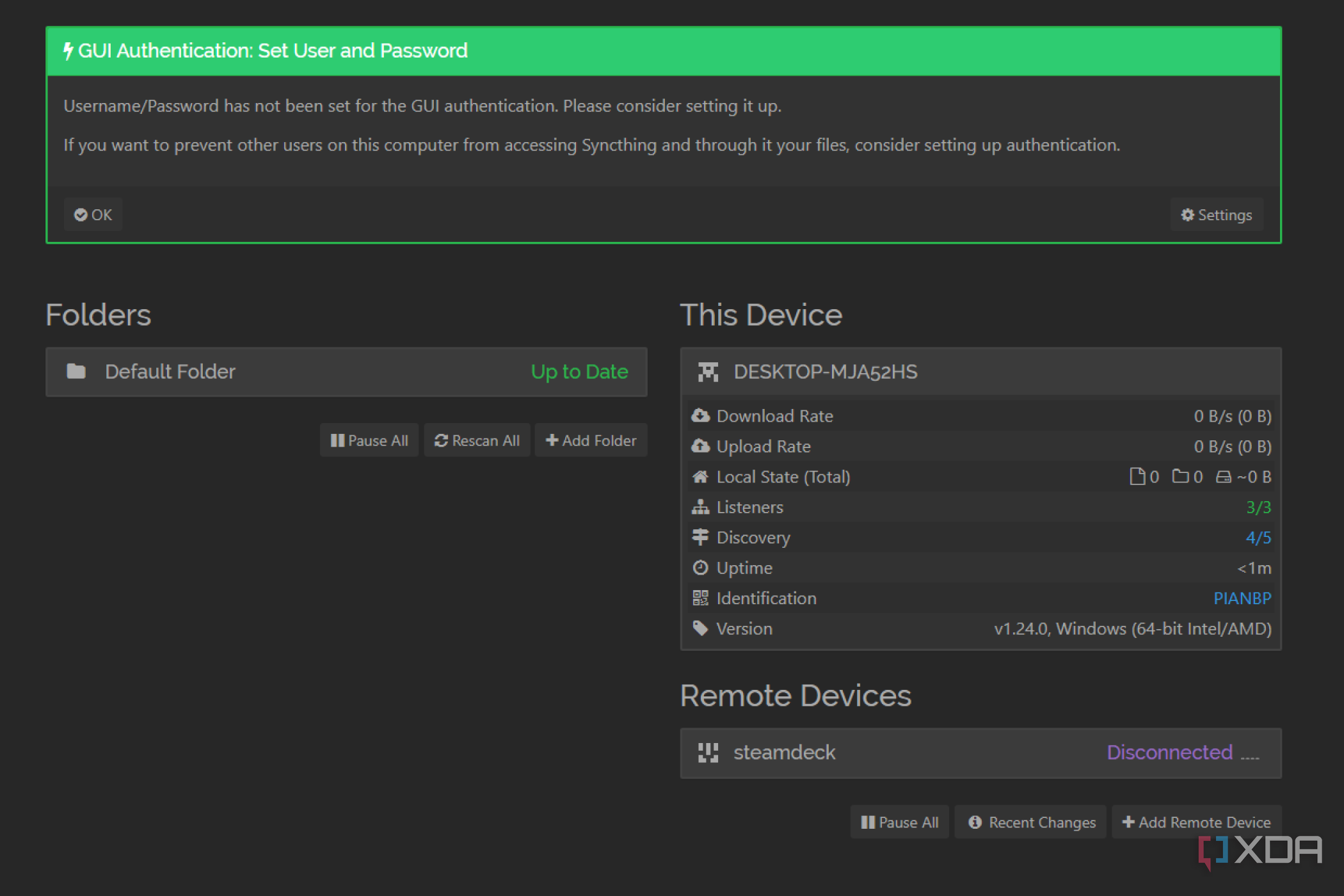 SyncThing web browser app.