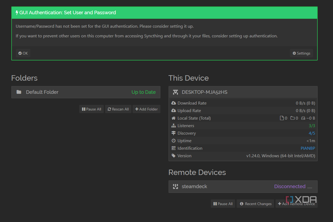 SyncThing web browser app.
