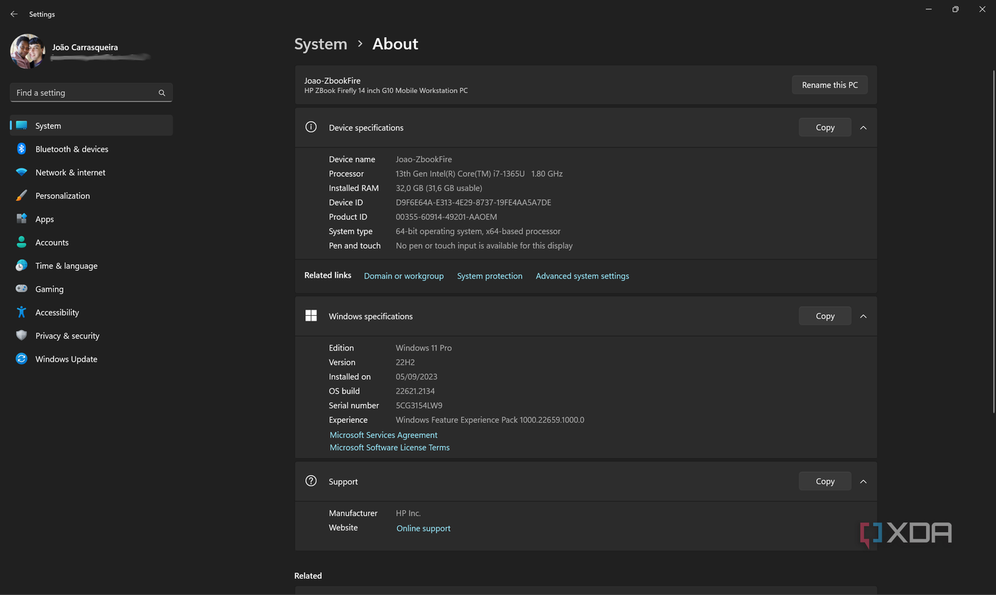 System specifications in Windows 11 Settings