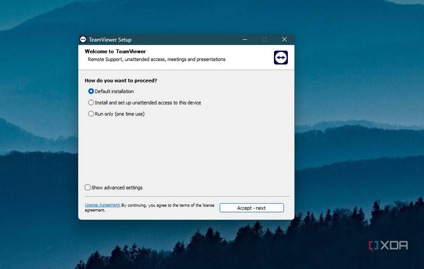 Choosing default installation in the TeamViewer Setup