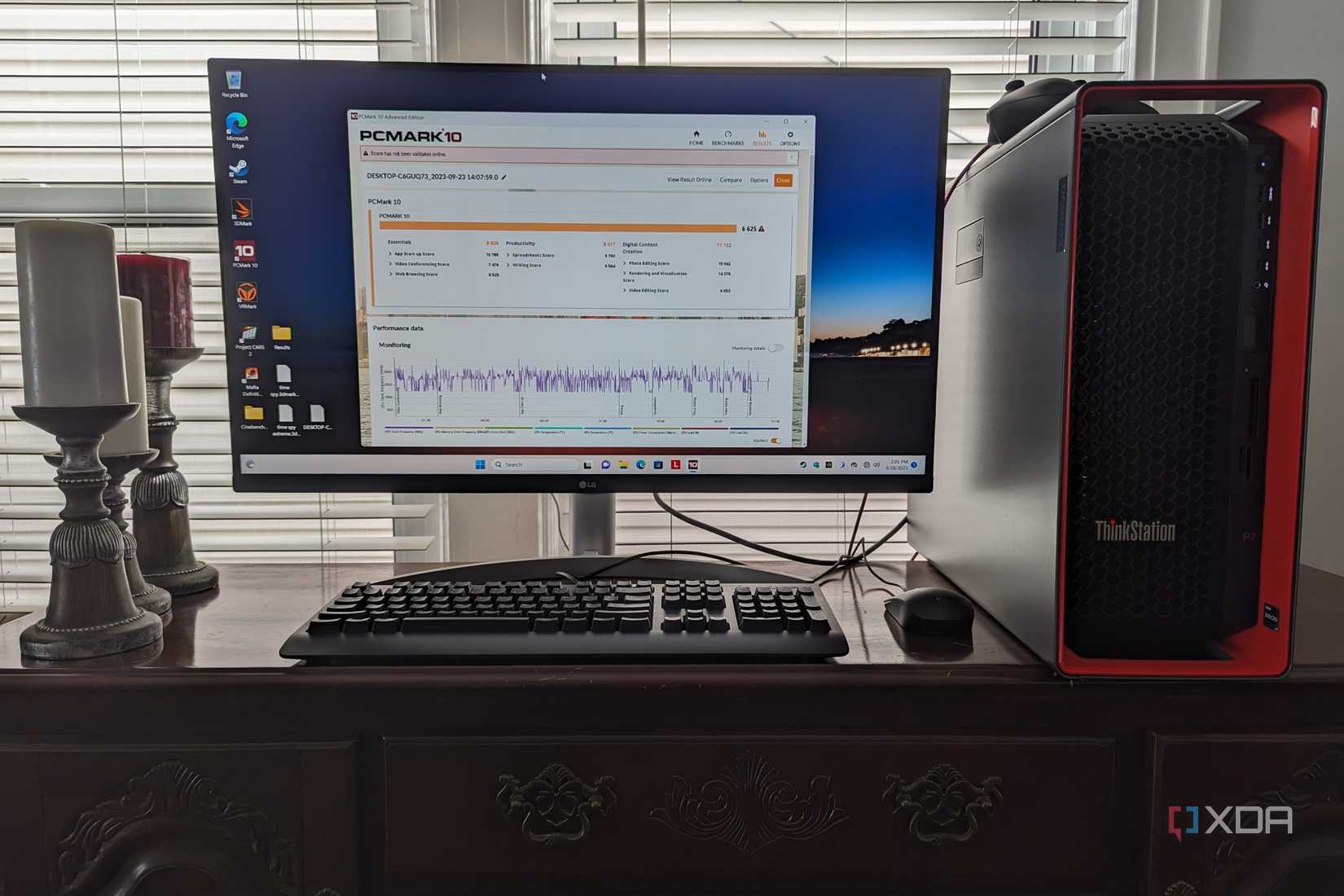 The PC Mark 10 benchmark on the ThinkStation P7