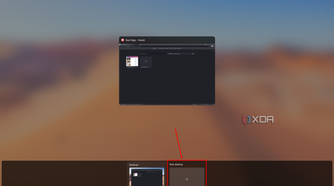 Screenshot of Task View in Windows 1 with the New Desktop button highlighted