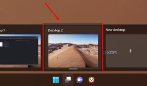 Screenshot of virtual desktops in Windows 11 with a second desktop highlighted