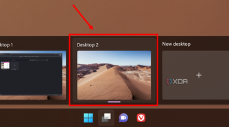 Screenshot of virtual desktops in Windows 11 with a second desktop highlighted