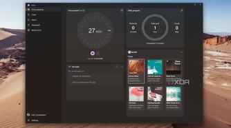 Screenshot of a Windows 11 desktop with the Clock app showing the Focus sessions page