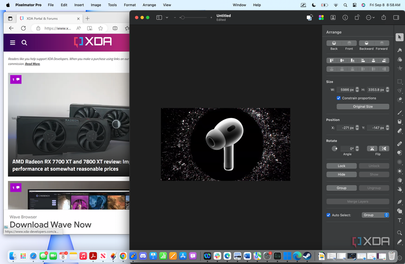 A screenshot of Windows 11 and macOS apps running side by side in Coherence Mode.