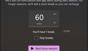 Screenshot of the timer section in the Focus sessions page