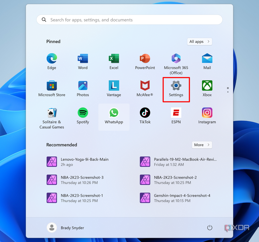 The Settings app in the Windows 11 taskbar.