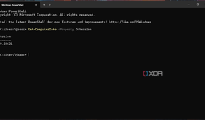 Screenshot of Windows PowerShell in Terminal showing the result of a Get-ComputerInfo Property command