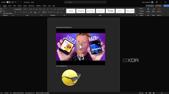 Screenshot of Microsoft Word with an embedded YouTube video and a 3D model of an emoji.