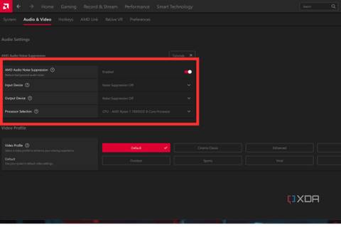 A screenshot showing the AMD Noise Suppression tool within Adrenalin software.