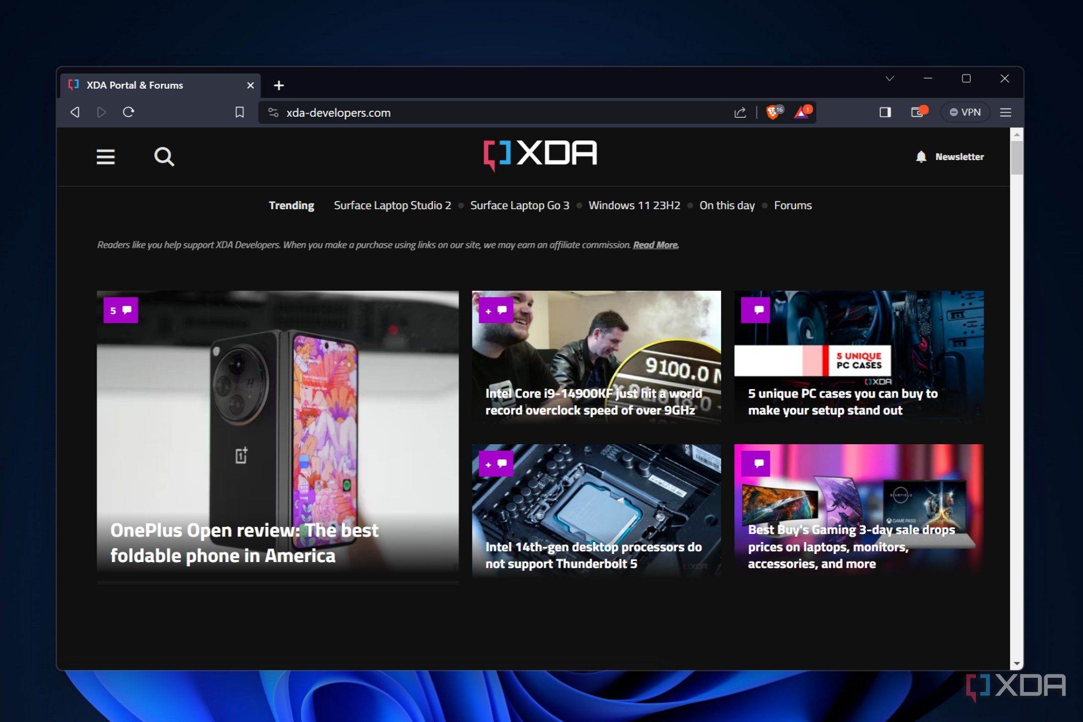 Screenshot showing Brave web browser running on Windows 11 PC