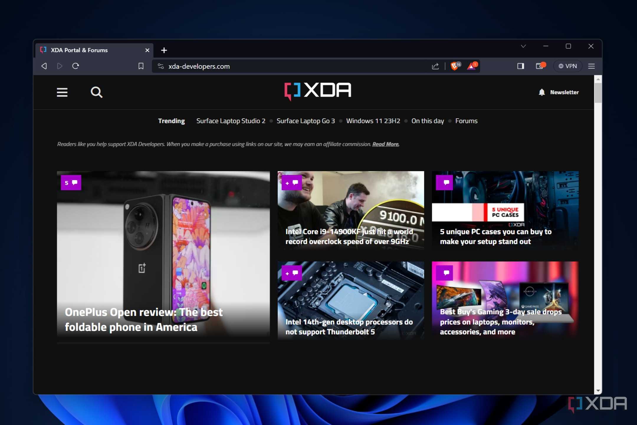 Screenshot showing Brave web browser running on Windows 11 PC