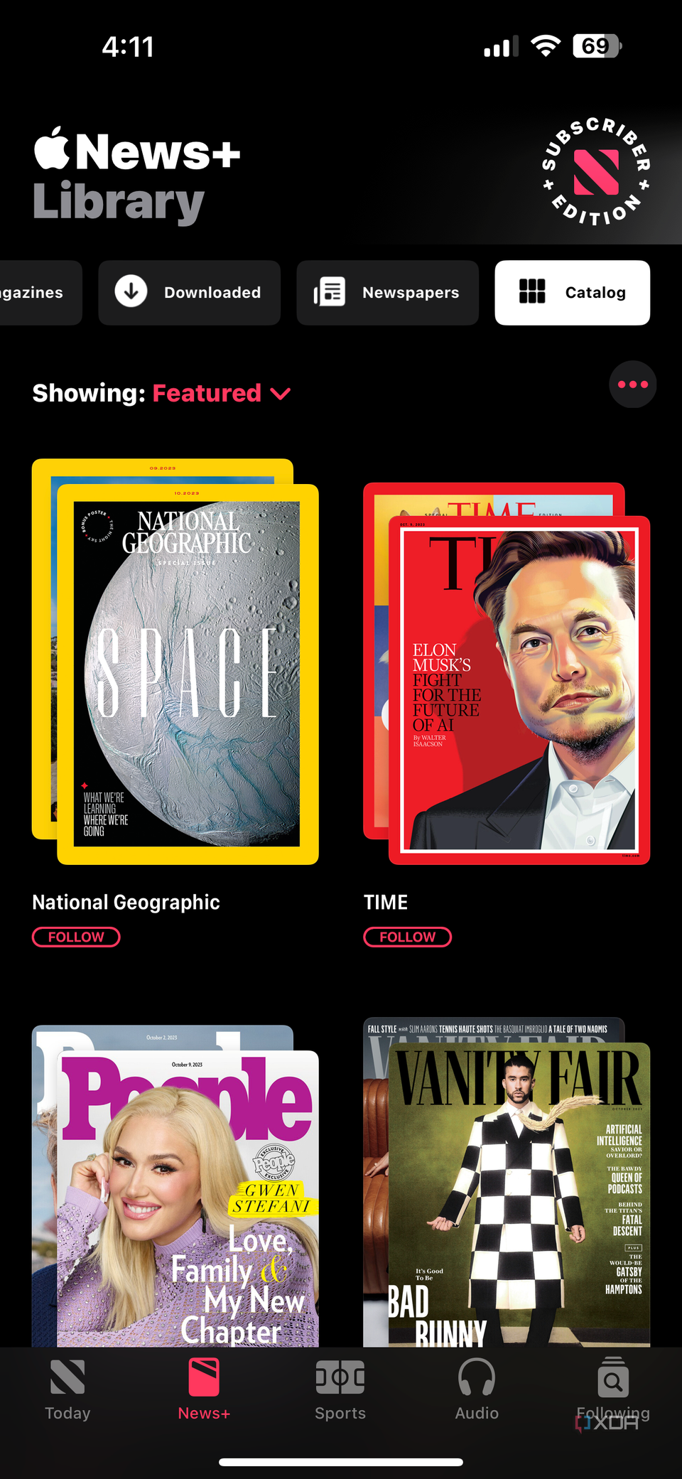 Apple News+ magazine catalog