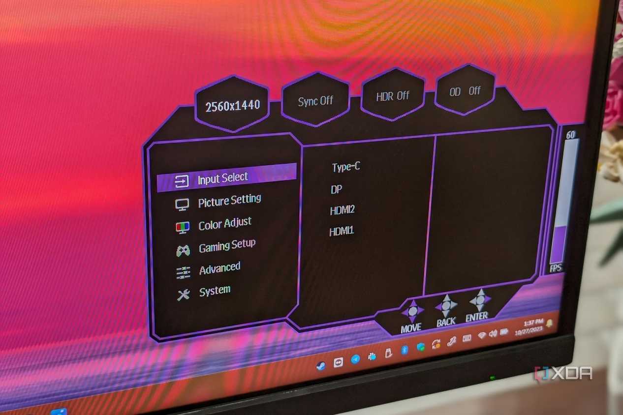 OOSD menu on the Cooler Master Tempest Monitor GP27Q