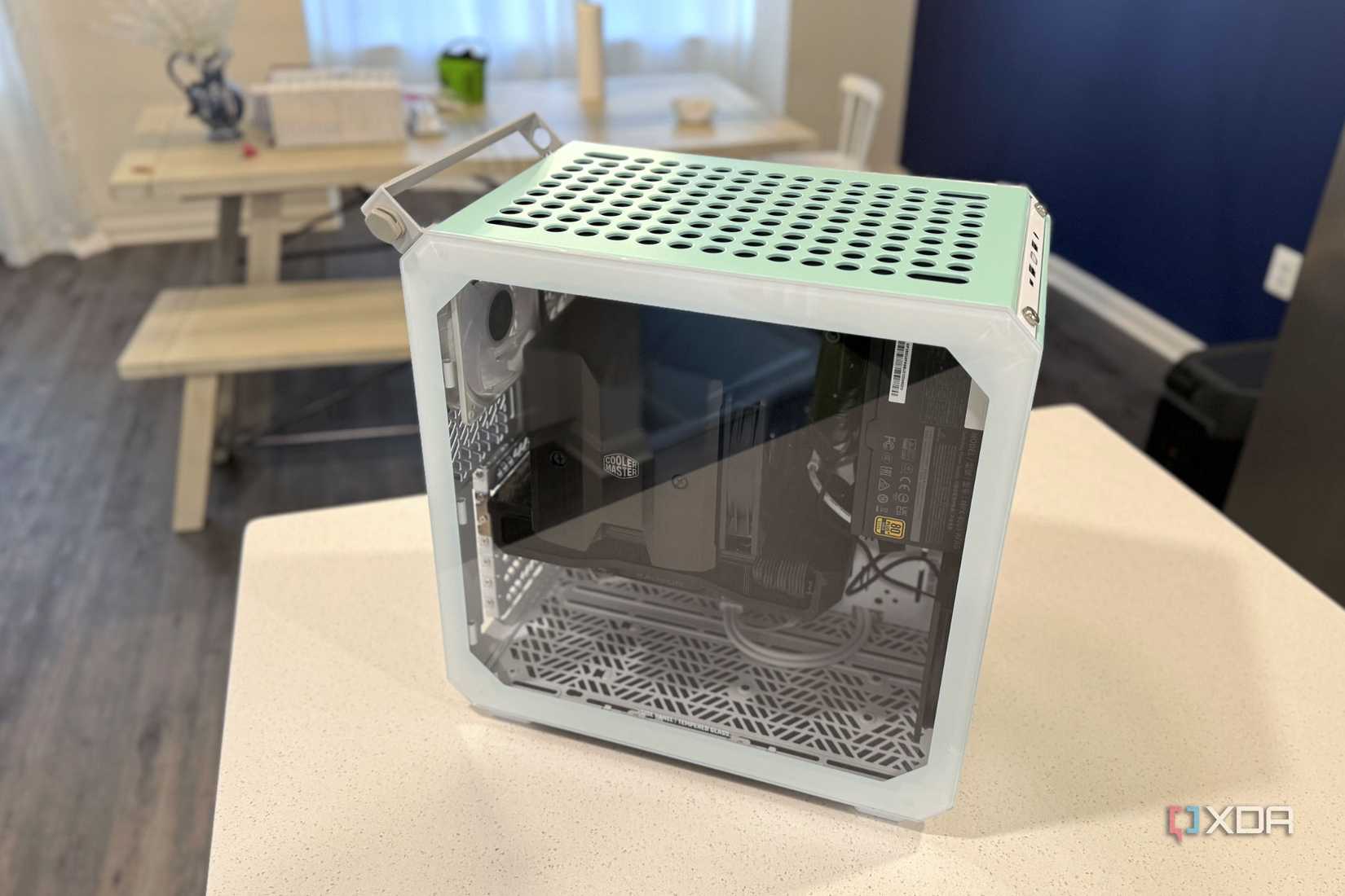 Cooler Master Qube 500 on a kitchen counter
