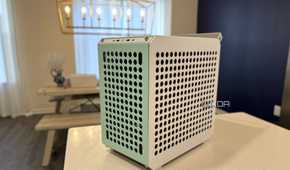 coolermaster qube 500 pc case on a kitchen countertop