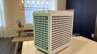 coolermaster qube 500 pc case on a kitchen countertop