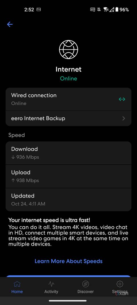 Eero Max 7: Internet connection info