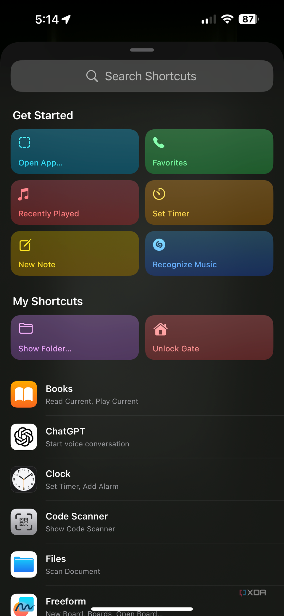 picking a shortcut for the action button