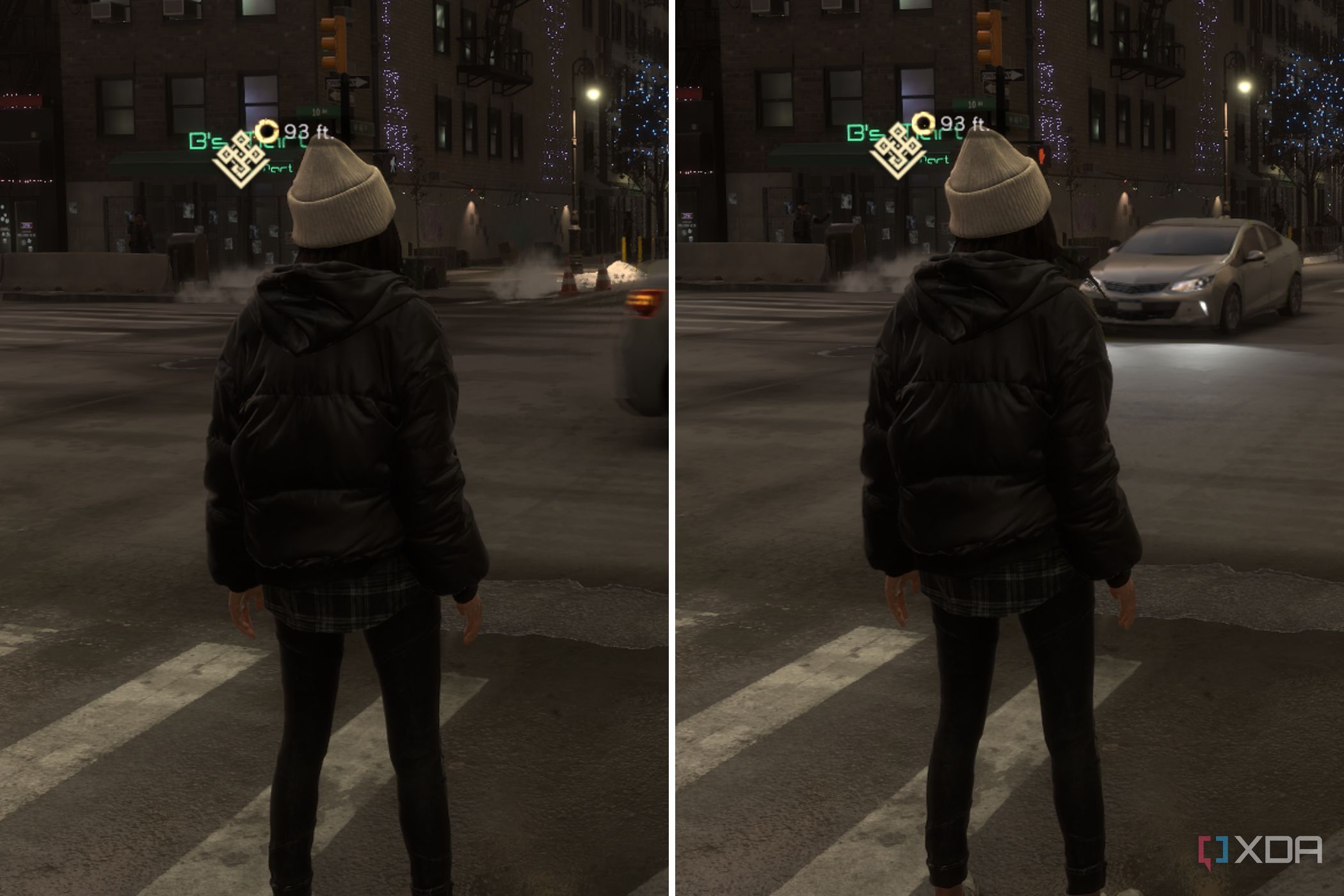 An image showing two screenshots of Forspoken next to each other.