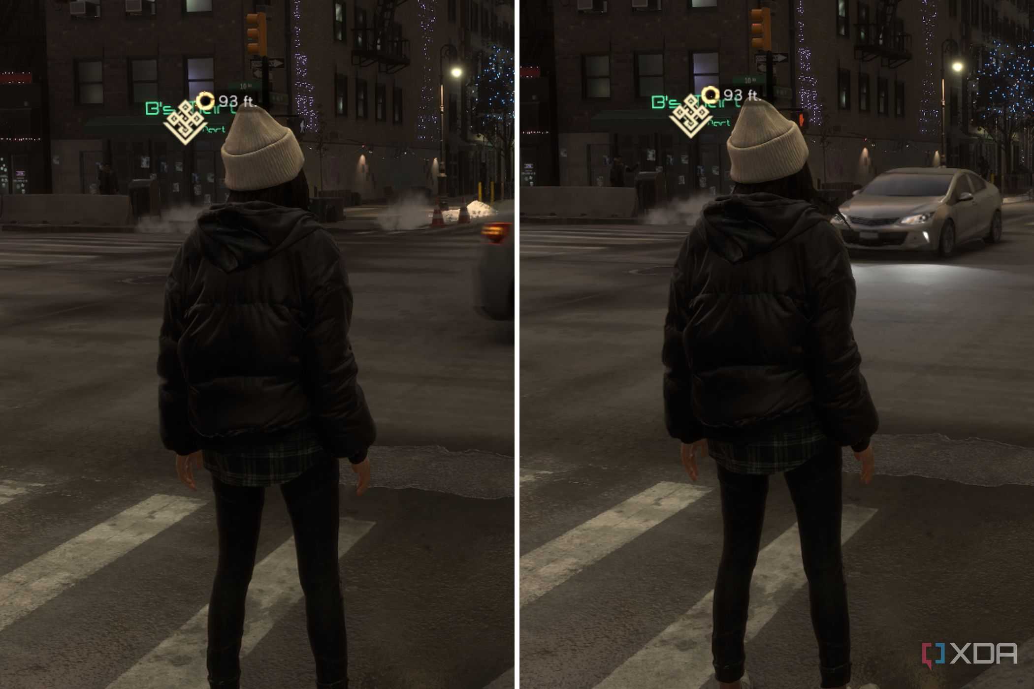 An image showing two screenshots of Forspoken next to each other.