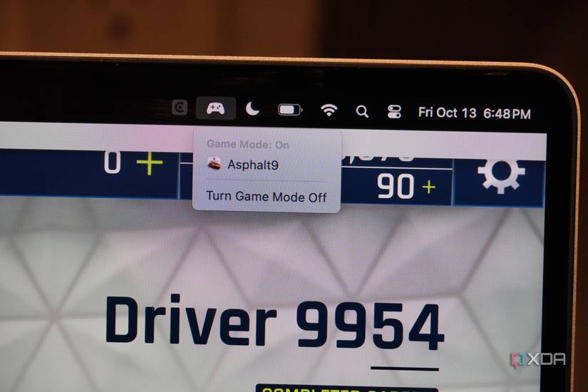 Game mode settings on a MacBook Air.
