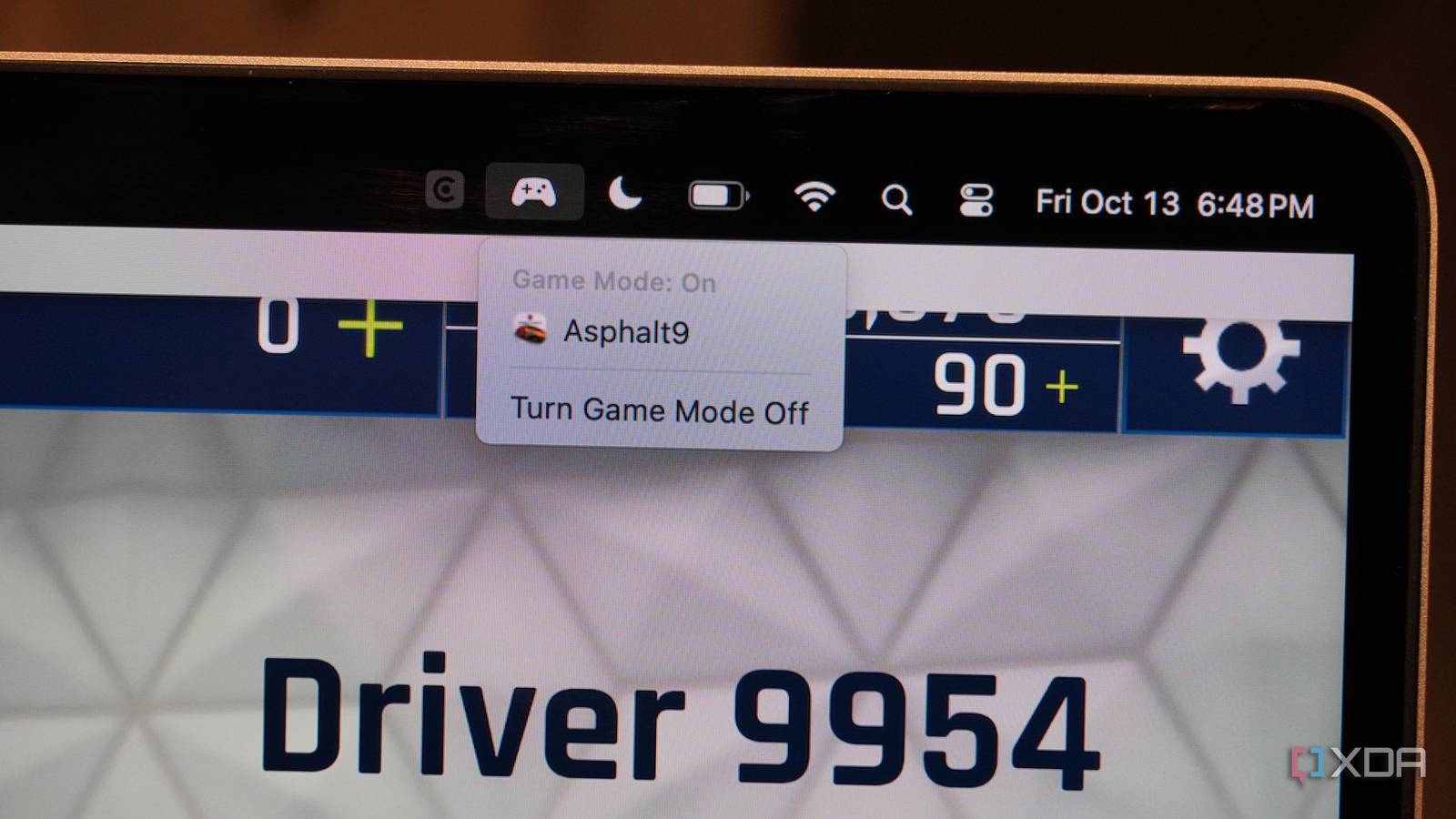 Game mode settings on a MacBook Air.