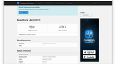 Geekbench 6 scores from an M2 MacBook Air while running Rise of the Tomb Raider with Game Mode enabled.