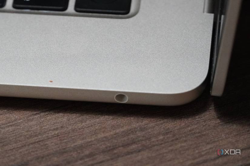 The 3.5mm headphone jack on the 15-inch MacBook Air. 