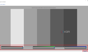 Windows Color Calibration tool with three sliders, one for each red, green and blue color