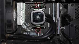 picture of an aio heatsink with its two screws highlighted
