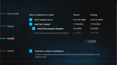Screenshot of Intel graphics driver installer showing multiple components to be selected or deselected for the installation