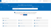 Screenshot of Intel's driver download website with the Get Started laptop