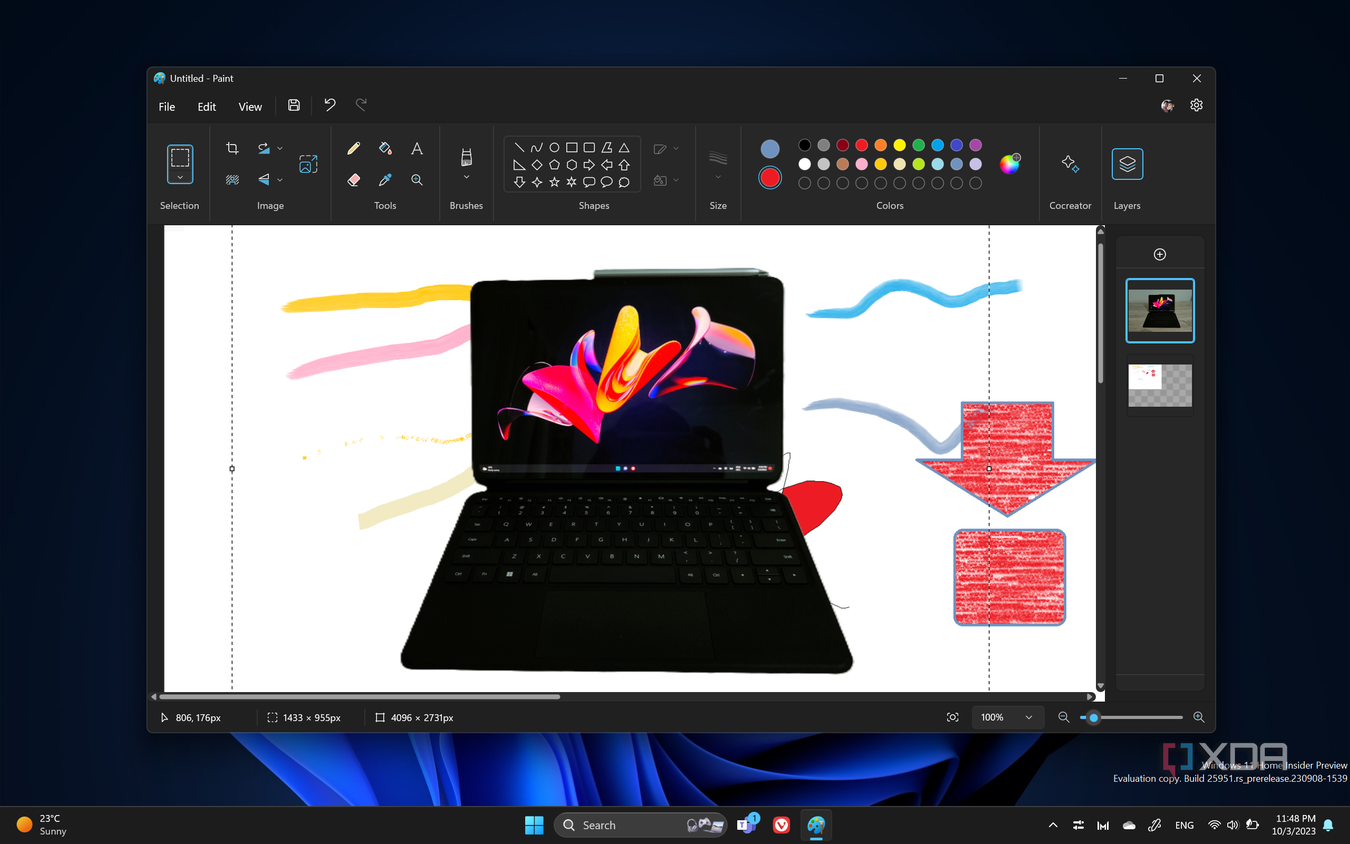 Screenshot of a Windows 11 desktop with the Paint app running