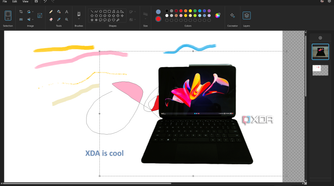 Screenshot of Paint in Windows 11 with the background removed from a picture of a tablet