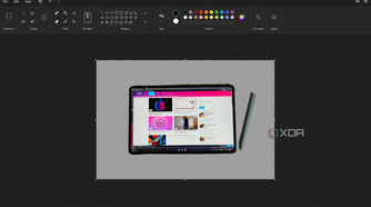 Screenshot of paint with a picture of a tablet with the background removed