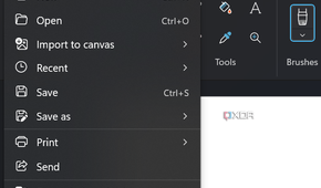 Screenshot of the File dropdown menu in Paint