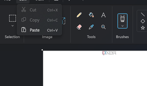 Screenshot of the Edit dropdown menu in Paint
